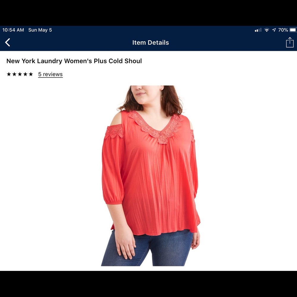 V neck cold shoulder with crochet trim